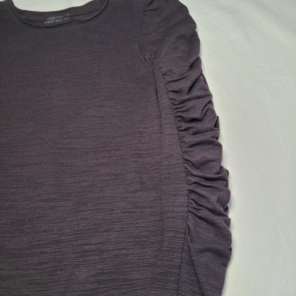 House of Harlow 1960 Ruched Long Sleeve Top Burnout Black Small Poetcore - Picture 4 of 11